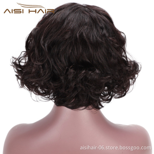 Aisi Hair Brazilian Human Hair Lace Front Short Bob Wigs Afro Kinky Curly Frontal Big Wave Wigs for Black Women